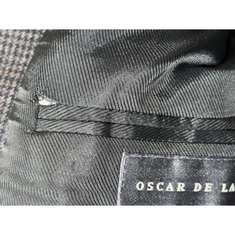 Oscar de la Renta Silk Wool Houndstooth Blazer Mens Size 44R Sport Coat 2 Button - Picture 6 of 16